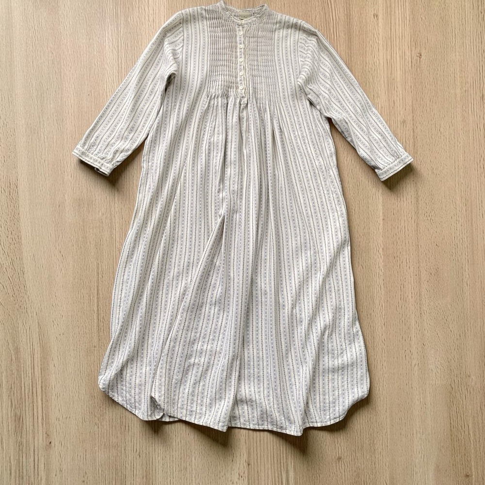 Vintage L.L. Bean Flannel Nightgown Maxi Dress Size M Pintuck Romantic Prairie